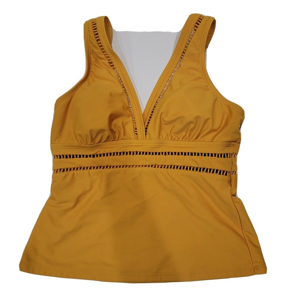 Time And Tru, Women's Missy Tankini Swim Top, Mustard Yellow,